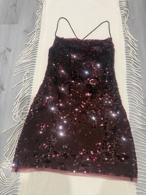 wild fable Burgundy Sequin Slip Dress